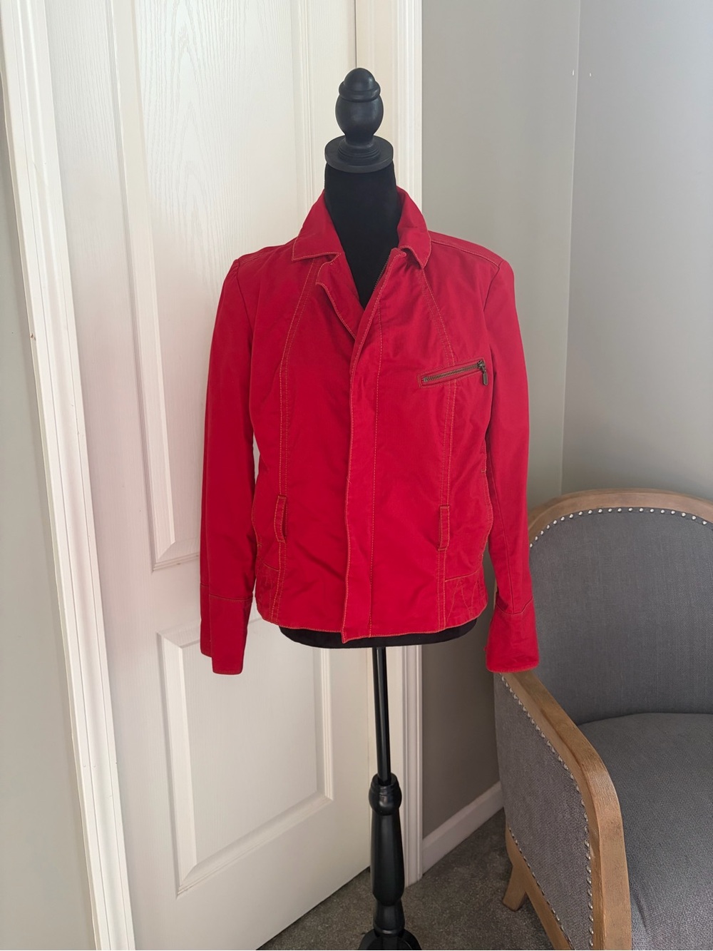 CAbi Red Utility Zip-Front Jacket